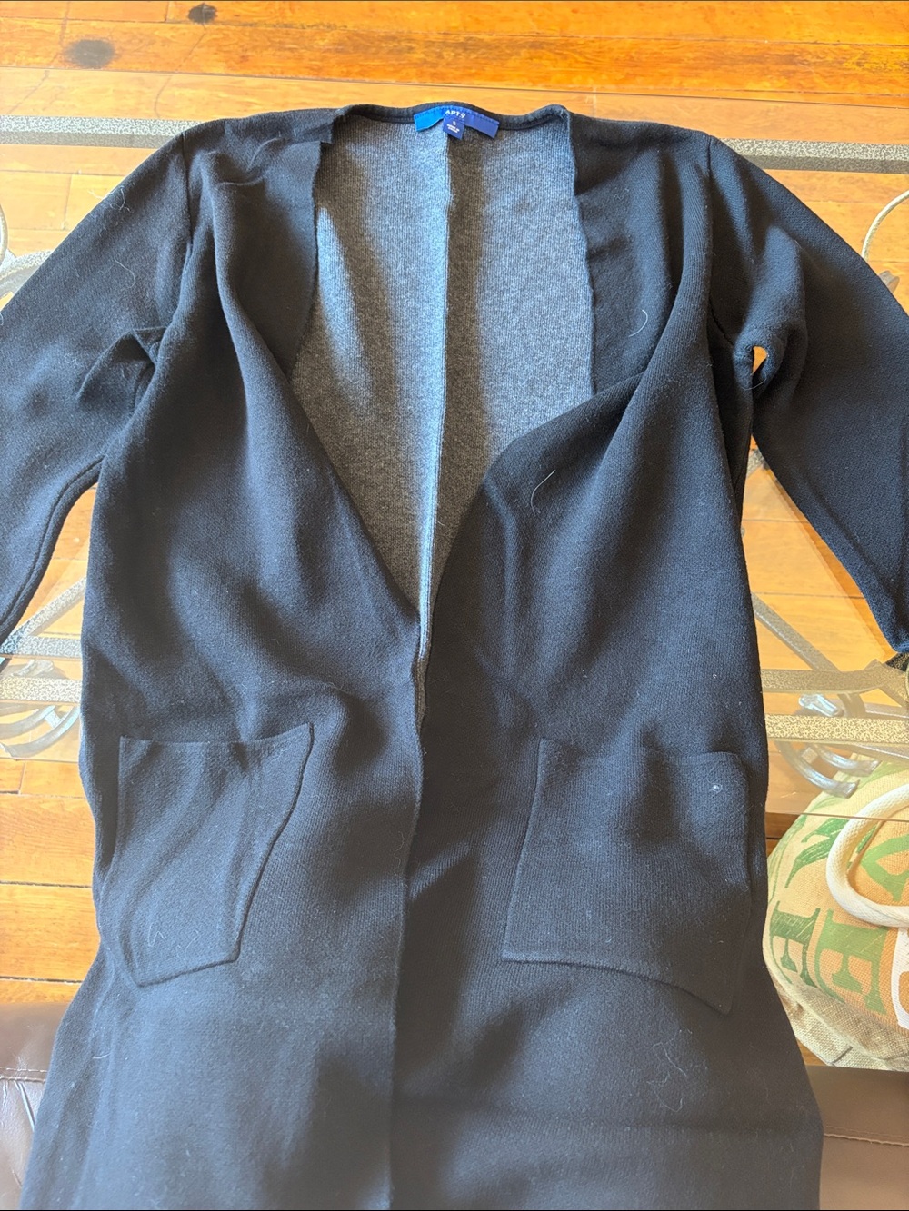 Apt. 9 Black Open-Front Long Cardigan Coat
